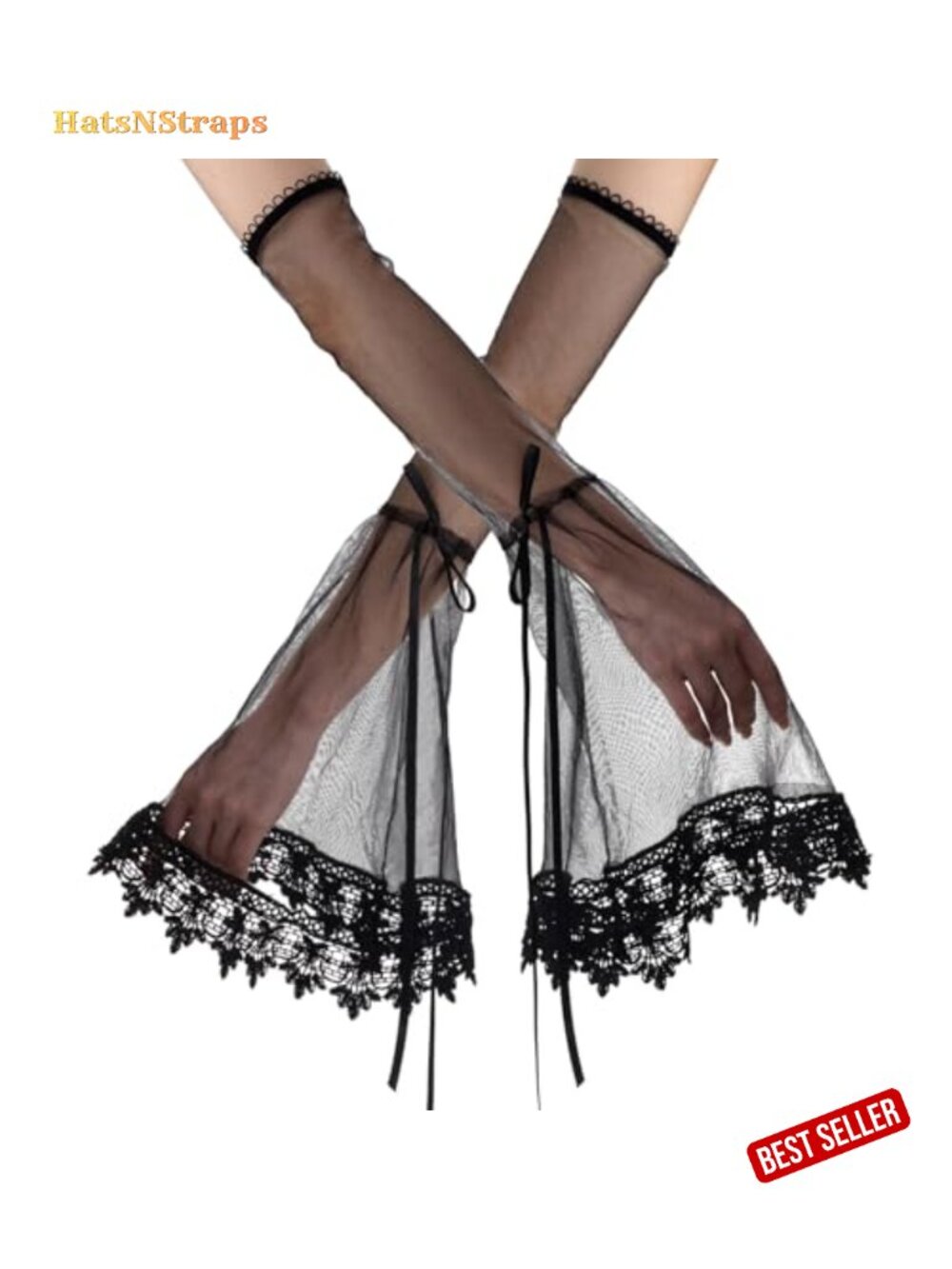 Detachable Black Lace Sleeves Gothic Halloween Costume Accessory